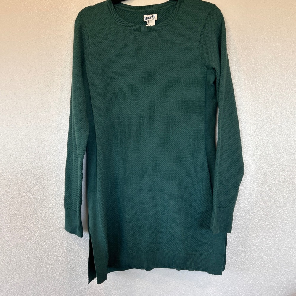 Duluth Trading Co Sno Sweat Tunic Sweater Green Coolmax 82807 DSE Small NWT
